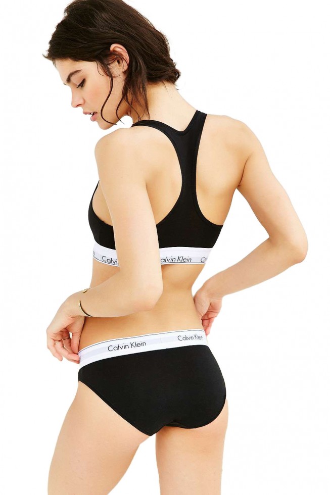 Женский комплект Calvin Klein черный: топ и плавки C01 Женский комплект Calvin Klein черный: топ и плавки C01