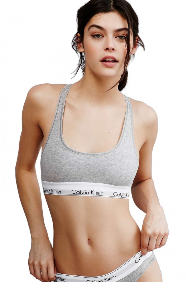 Женский комплект Calvin Klein серый: топ и плавки C03