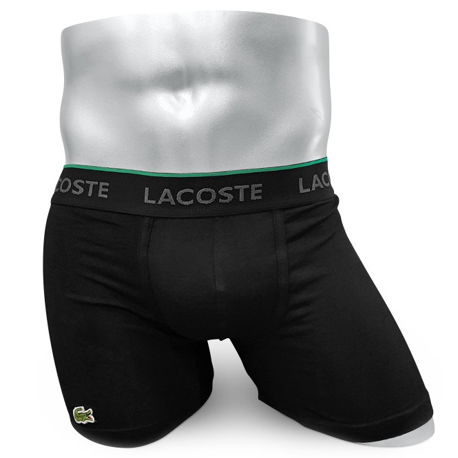 Мужские боксеры Lacoste черные удлинённые L11