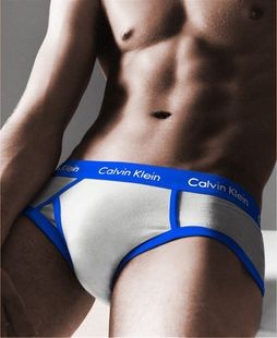 Мужские брифы Calvin Klein 365 белые с синей резинкой A088 Мужские брифы Calvin Klein 365 белые с синей резинкой A088