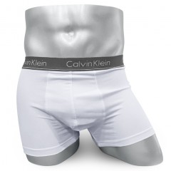 Мужские боксеры Calvin Klein белые с серой резинкой CK03