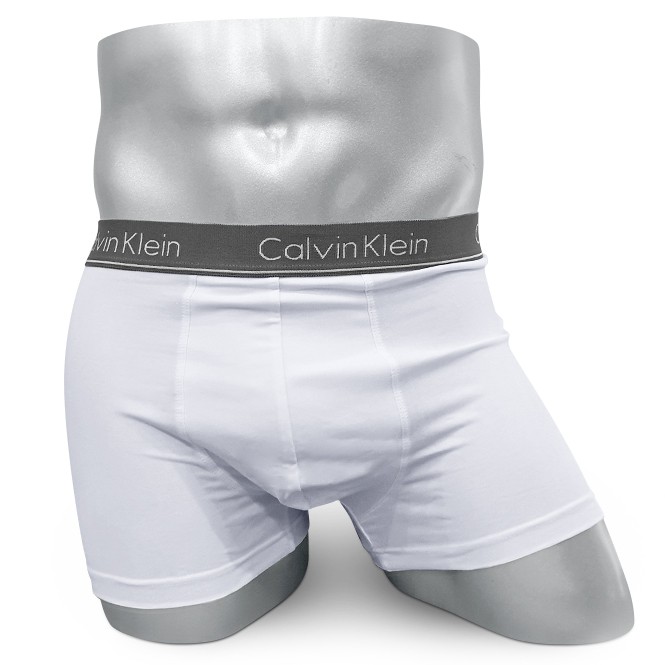 Мужские боксеры Calvin Klein белые с серой резинкой CK03 Мужские боксеры Calvin Klein белые с серой резинкой CK03