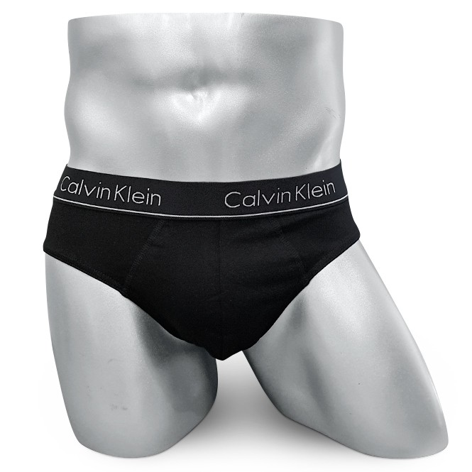 Мужские брифы (плавки) Calvin Klein черные с черной резинкой CK06
