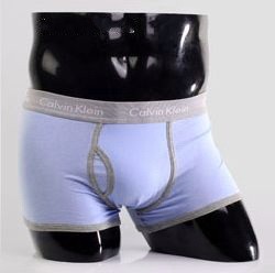 Мужские трусы Calvin Klein 365 светло-голубые с серой резинкой A055