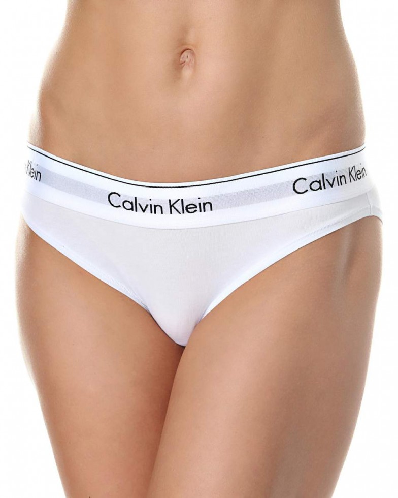 Женские трусы (плавки) Calvin Klein белые с белой резинкой B041 Женские трусы (плавки) Calvin Klein белые с белой резинкой B041