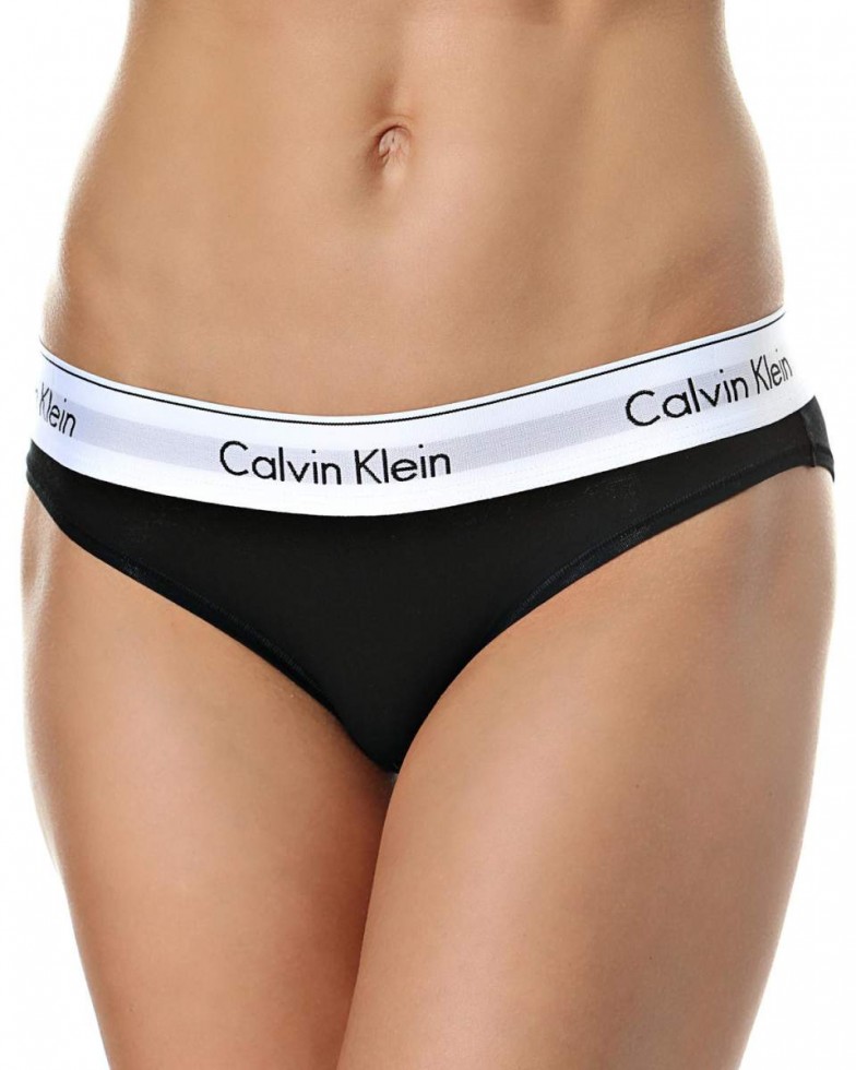Женские трусы (плавки) Calvin Klein черные с белой резинкой B040 Женские трусы (плавки) Calvin Klein черные с белой резинкой B040