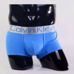 Мужские трусы Calvin Klein голубые с серебряной резинкой Steel A006