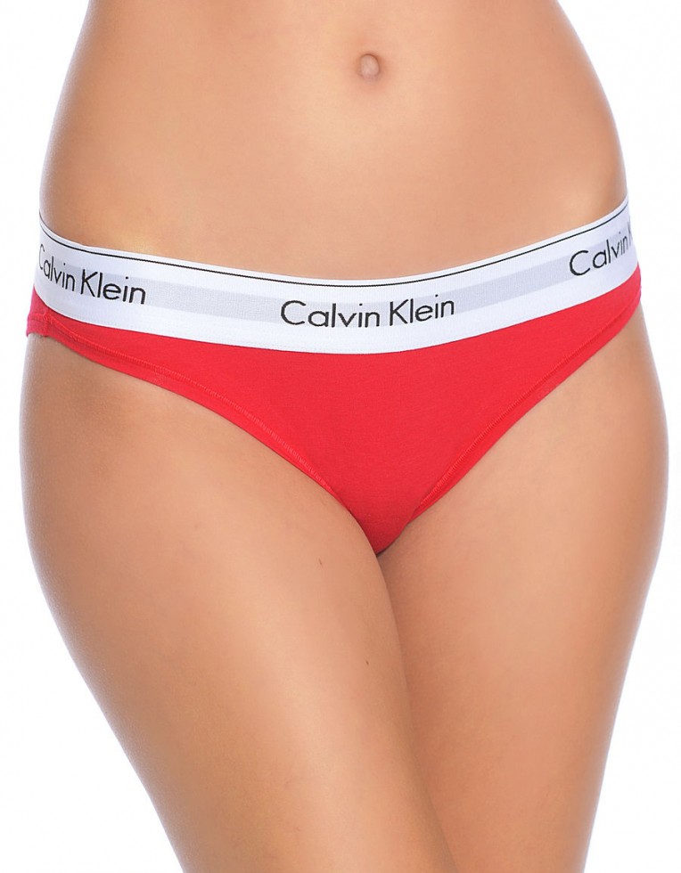 Женские трусы (плавки) Calvin Klein красные с белой резинкой B044 Женские трусы (плавки) Calvin Klein красные с белой резинкой B044