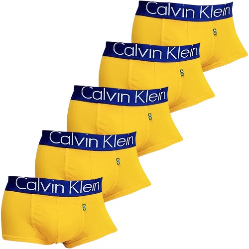 5 ШТ Набор Мужских трусов Calvin Klein желтые с синей резинкой 5 ШТ Набор Мужских трусов Calvin Klein желтые с синей резинкой