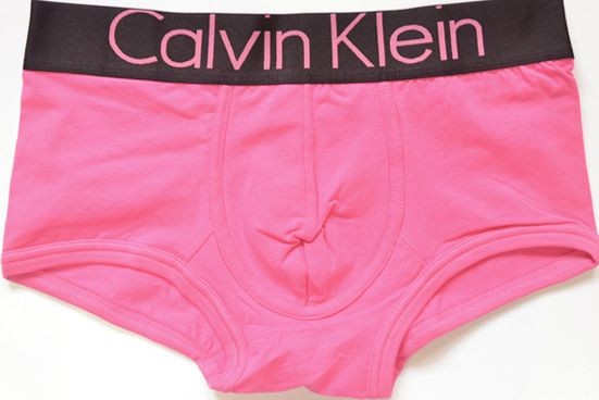 Мужские трусы Calvin Klein розовые с черной резинкой Steel A016