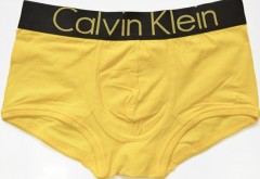 Мужские трусы Calvin Klein желтые с черной резинкой Steel A019