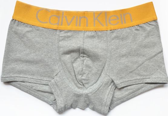 Мужские трусы Calvin Klein серые с золотой резинкой Steel A023