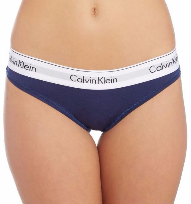 Женские стринги Calvin Klein синие с белой резинкой B048 Женские стринги Calvin Klein синие с белой резинкой B048