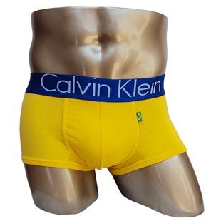 Мужские трусы Calvin Klein желтые с синей резинкой Бразилия A025 Мужские трусы Calvin Klein желтые с синей резинкой Бразилия A025
