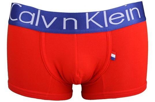 Мужские трусы Calvin Klein красные с синей резинкой Франция A031