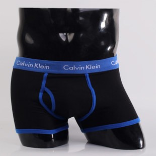 Мужские трусы Calvin Klein 365 черные с синей резинкой A042