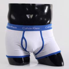 Мужские трусы Calvin Klein 365 белые с синей резинкой A044