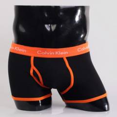 Мужские трусы Calvin Klein 365 черные с оранжевой резинкой A045