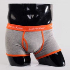 Мужские трусы Calvin Klein 365 серые с оранжевой резинкой A046