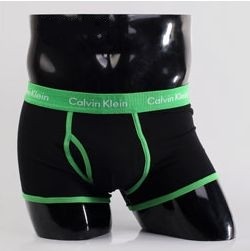 Мужские трусы Calvin Klein 365 черные с зеленой резинкой A047 Мужские трусы Calvin Klein 365 черные с зеленой резинкой A047