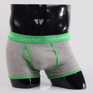 Мужские трусы Calvin Klein 365 серые с зеленой резинкой A048 Мужские трусы Calvin Klein 365 серые с зеленой резинкой A048