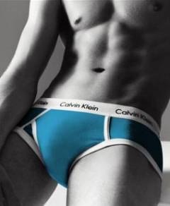Мужские брифы Calvin Klein 365 голубые с белой резинкой A080