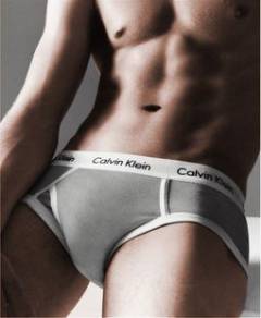 Мужские брифы Calvin Klein 365 серые с белой резинкой A081