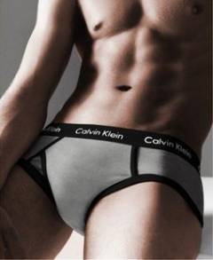 Мужские брифы Calvin Klein 365 серые с черной резинкой A084