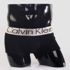 Мужские трусы Calvin Klein черные с серебряной резинкой Steel A001