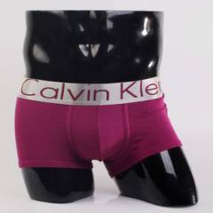 Мужские трусы Calvin Klein пурпурые с серебряной резинкой Steel A005