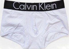 Мужские трусы Calvin Klein белые с черной резинкой Steel A015