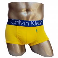 Мужские трусы Calvin Klein желтые с синей резинкой Бразилия A025