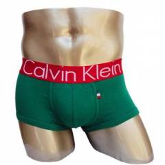 Мужские трусы Calvin Klein зеленые с красной резинкой Италия A027