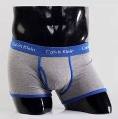 Мужские трусы Calvin Klein 365 серые с синей резинкой A043