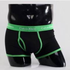 Мужские трусы Calvin Klein 365 черные с зеленой резинкой A047